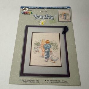 Nancy Phelp's Truckin' Children with Geese Cross Stitch Pattern Leaflet